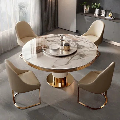 Light Luxury Faux Marble Round Dining Table Sets. | Wayfair North America