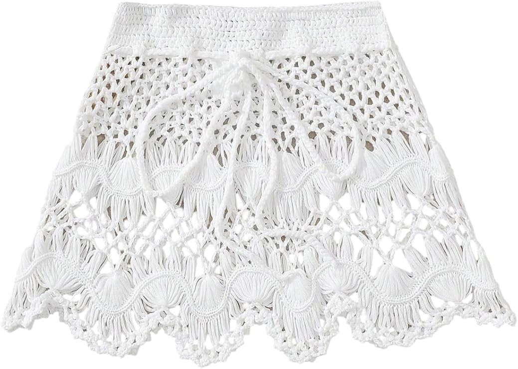 Milumia Girl's Swimsuit Coverup Eyelet Crochet Hollow Bathing Suit Cover Up Beach Skirt | Amazon (US)