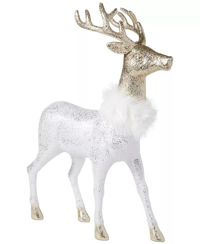 Holiday Lane Birds and Berries Martha Stewart Collection, Plastic Standing Deer with Gold Glitter... | Macys (US)
