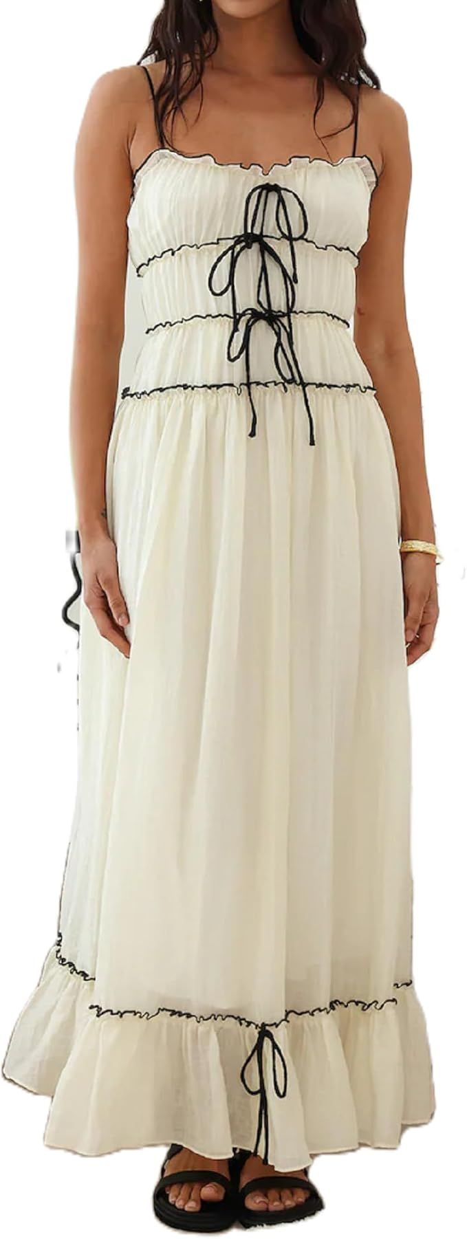 Women's Summer Spaghetti Strap Maxi Sundresses Sleeveless Square Neck A-Line Flowy Long Dress Boh... | Amazon (US)