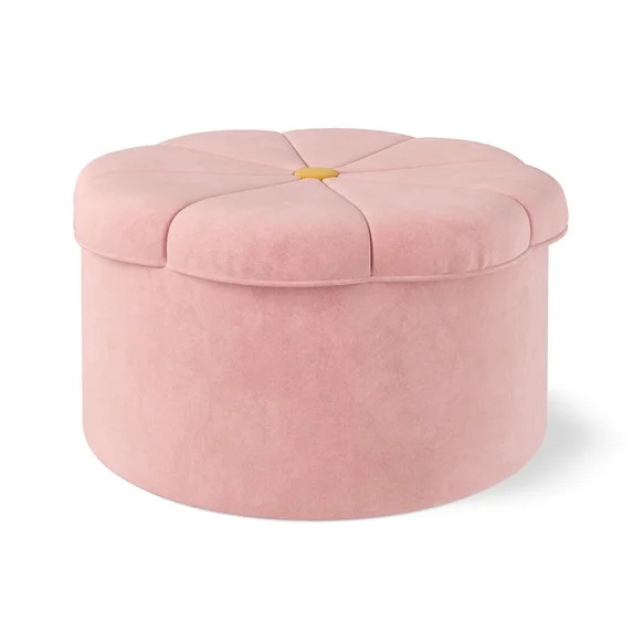 Mainstays Kids Daisy Pink Plush Fantasy Fun Ottoman with Hidden Storage | Walmart (US)