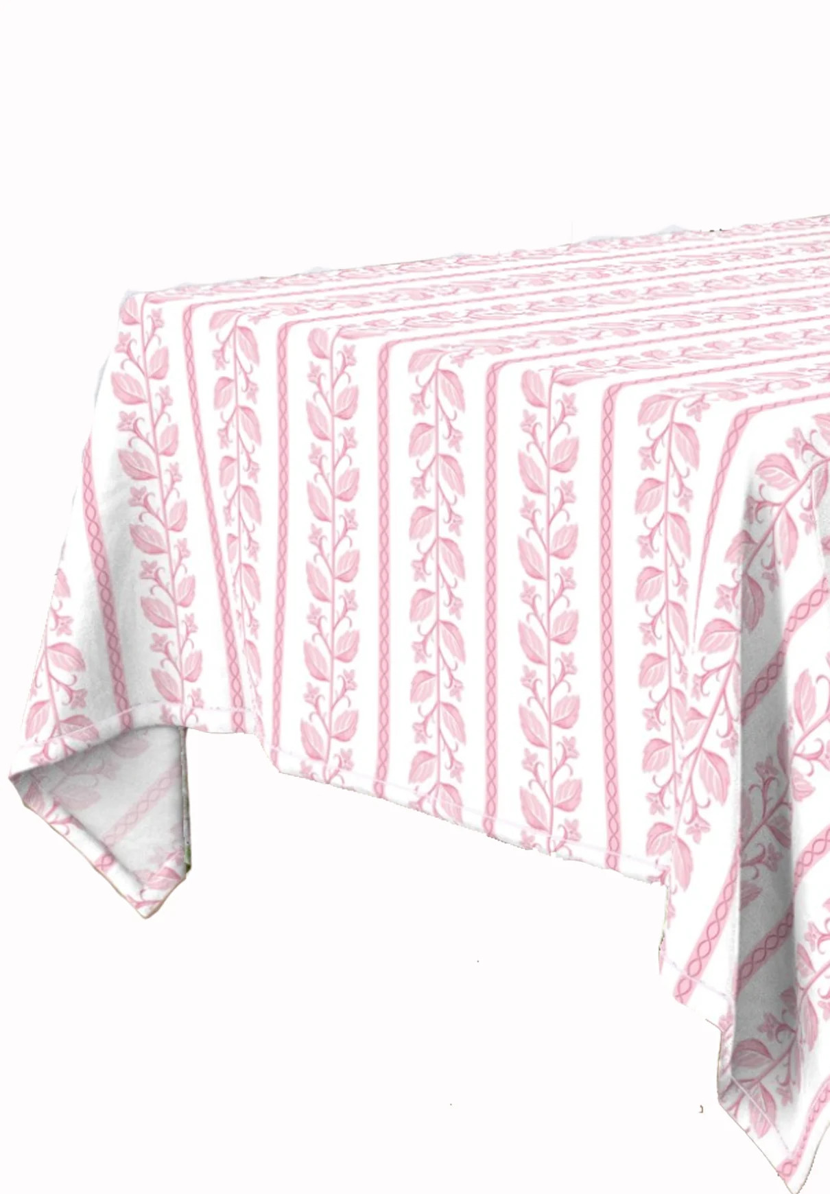 Rectangle Tablecloth | Botanical Stripe - Pink | Fenwick Fields, LLC