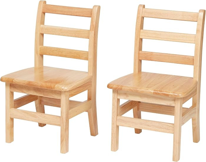 Wooden Ladderback Chairs, 12in Seat Height, Kids Furniture, Natural, 2-Pack | Amazon (US)