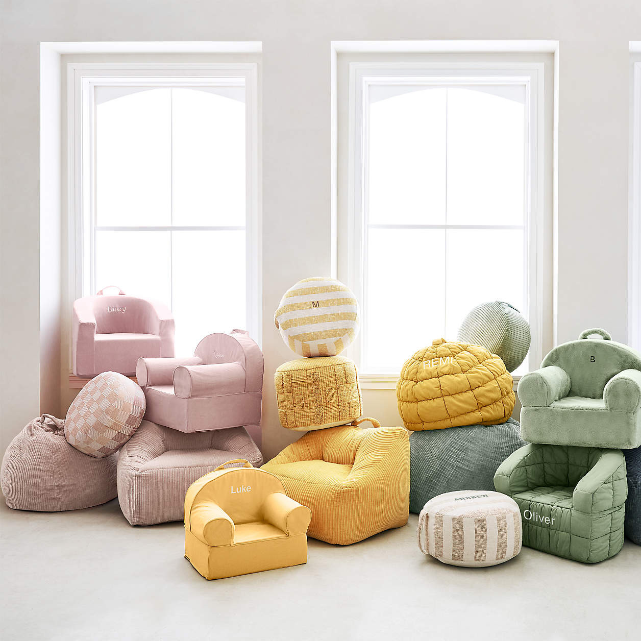 Zio Savannah Yellow Kids Pouf + Reviews | Crate & Kids | Crate & Barrel