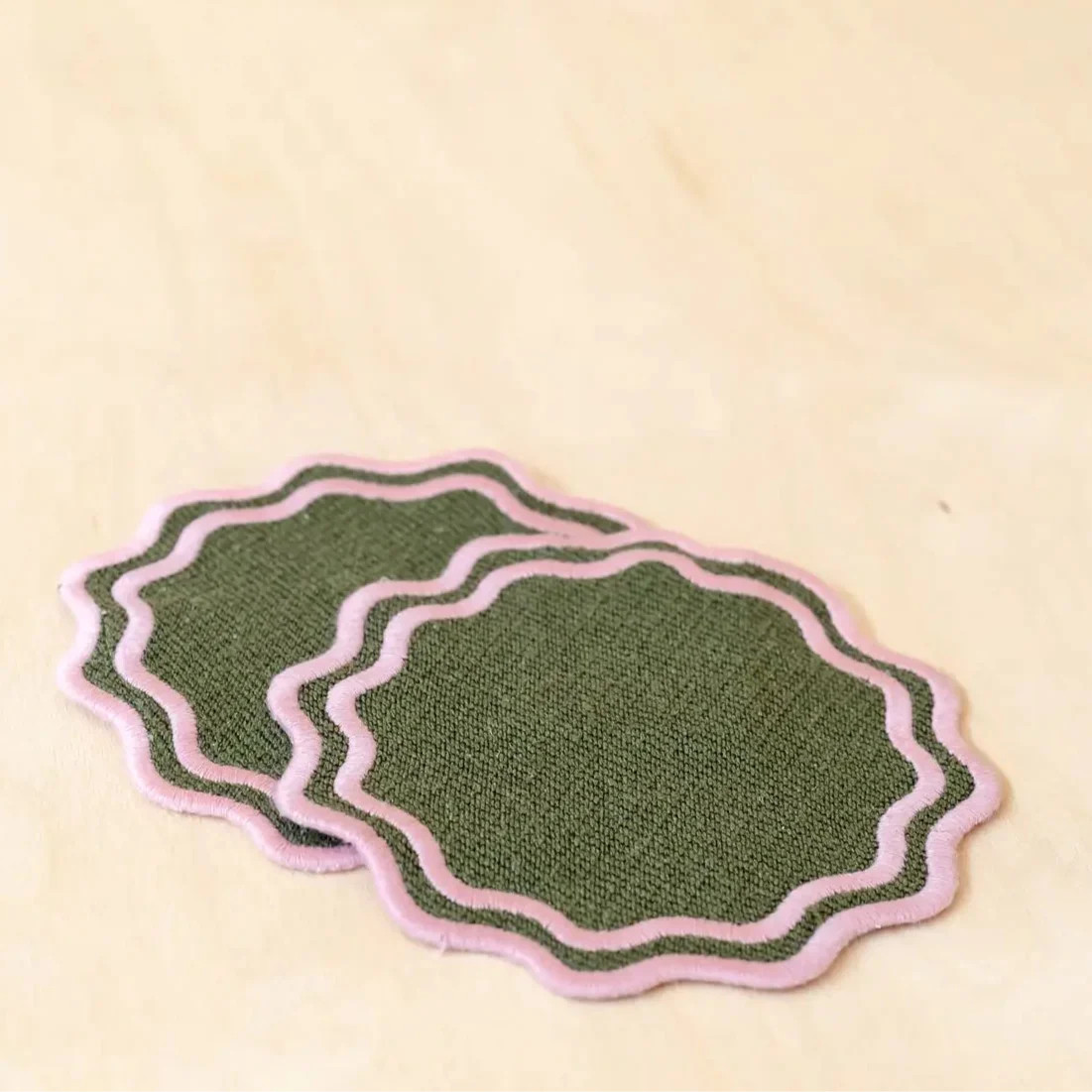 Sample Sale: Olive Cotton Coasters Set of 2 | Half Past Seven