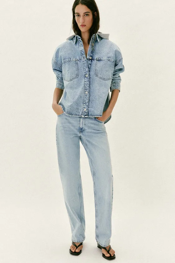 Z1975 OVERSIZED DENIM HOODIE JACKET | Zara US