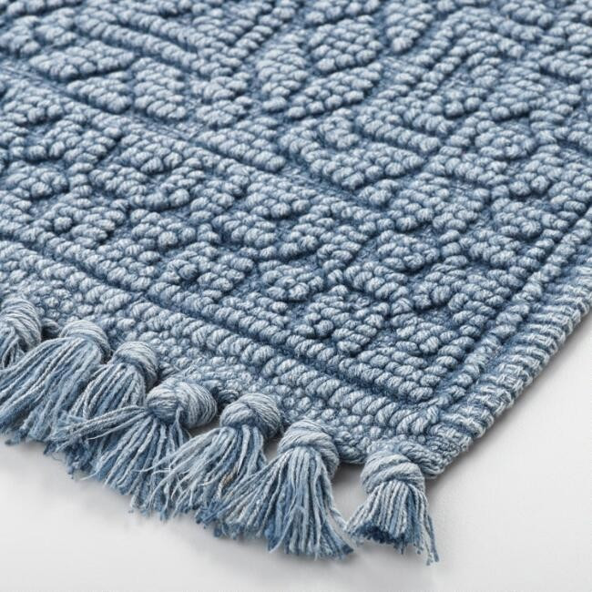 Vintage Indigo Geo Stonewashed Bath Mat | World Market