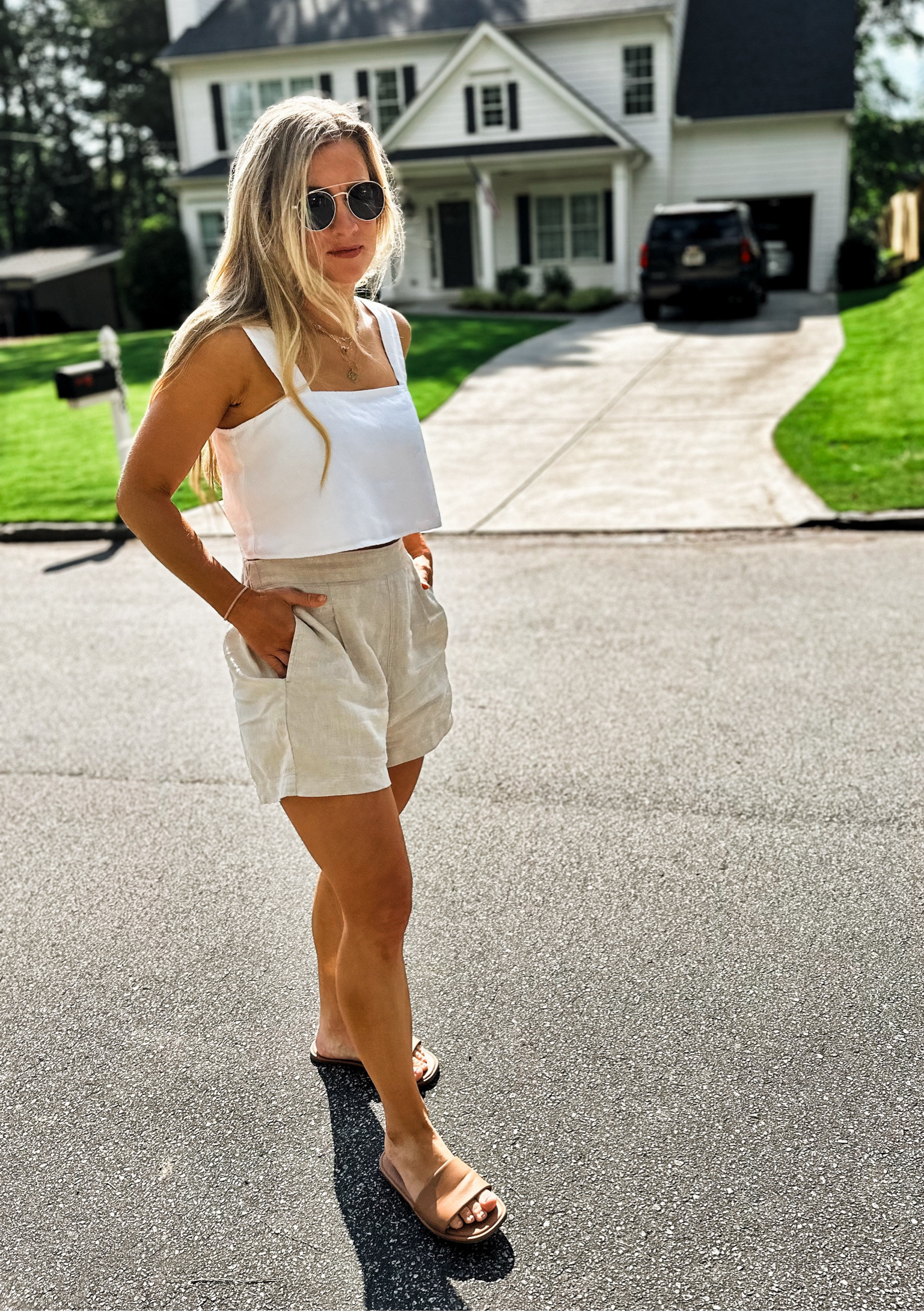 Reformation crop linen top size medium
Small in linen shorts. Run big! Should size down to an XS

#LTKSeasonal #LTKTravel #LTKFindsUnder100