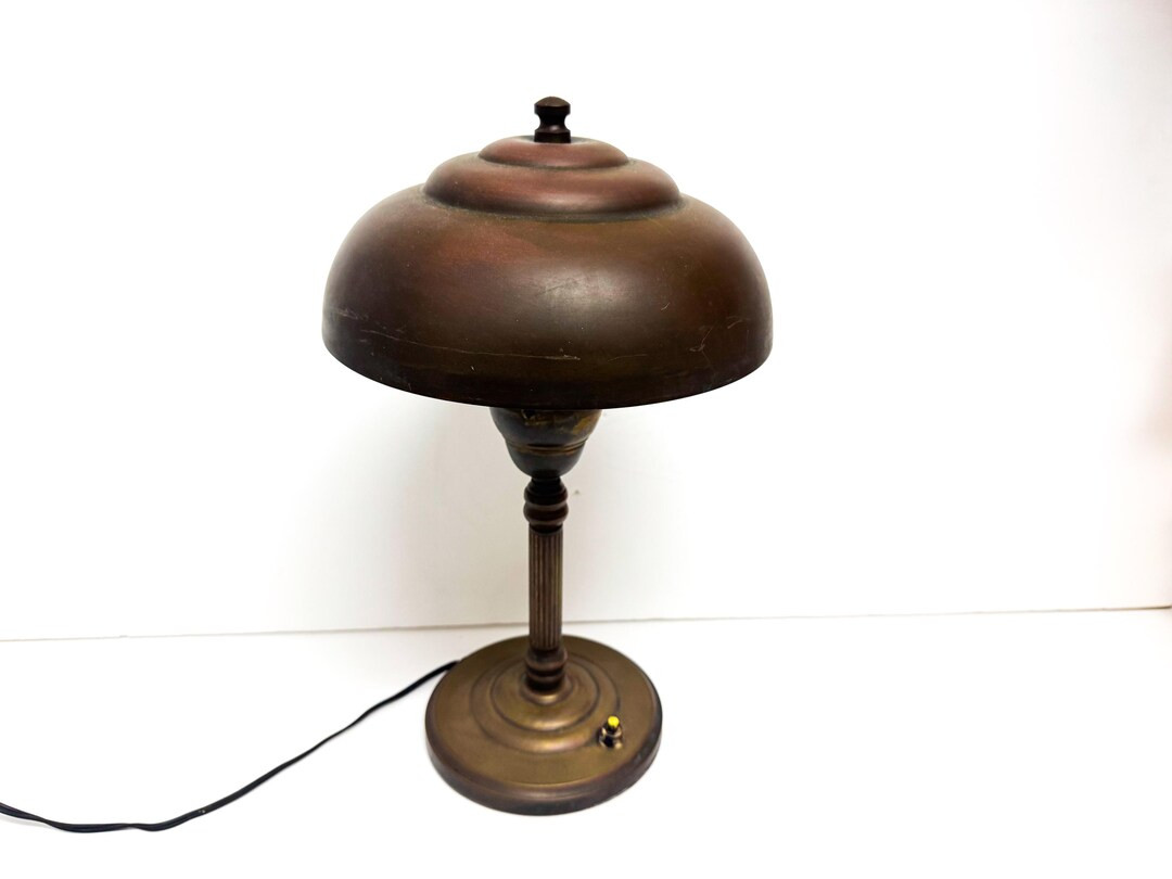 15" Brass Mushroom Nostalgy Table Lamp Pedestal Art Deco France - Etsy | Etsy (US)