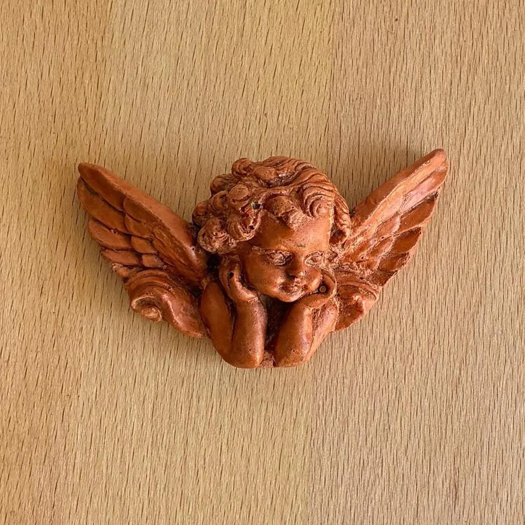 Vintage Solid Clay Terracotta Cherub Wall Hanging...Cute Wall Decor...Winged Angel Figurine...Rus... | Etsy (US)