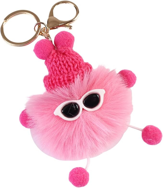 xuzhiyuan Cute Fluffy Ball Keychain Kawaii Cartoon Soft Pom Pom Woolen Hat Plush Ball Car Keyring... | Amazon (US)