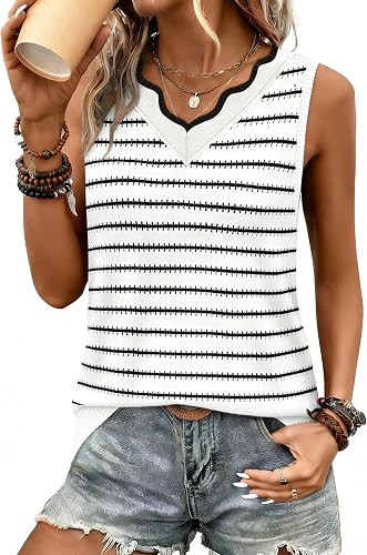 WIHOLL Womens V Neck Lightweight Sweaters Vest Dressy Casual Trendy Tank Tops All-Season Cozy Out... | Amazon (US)