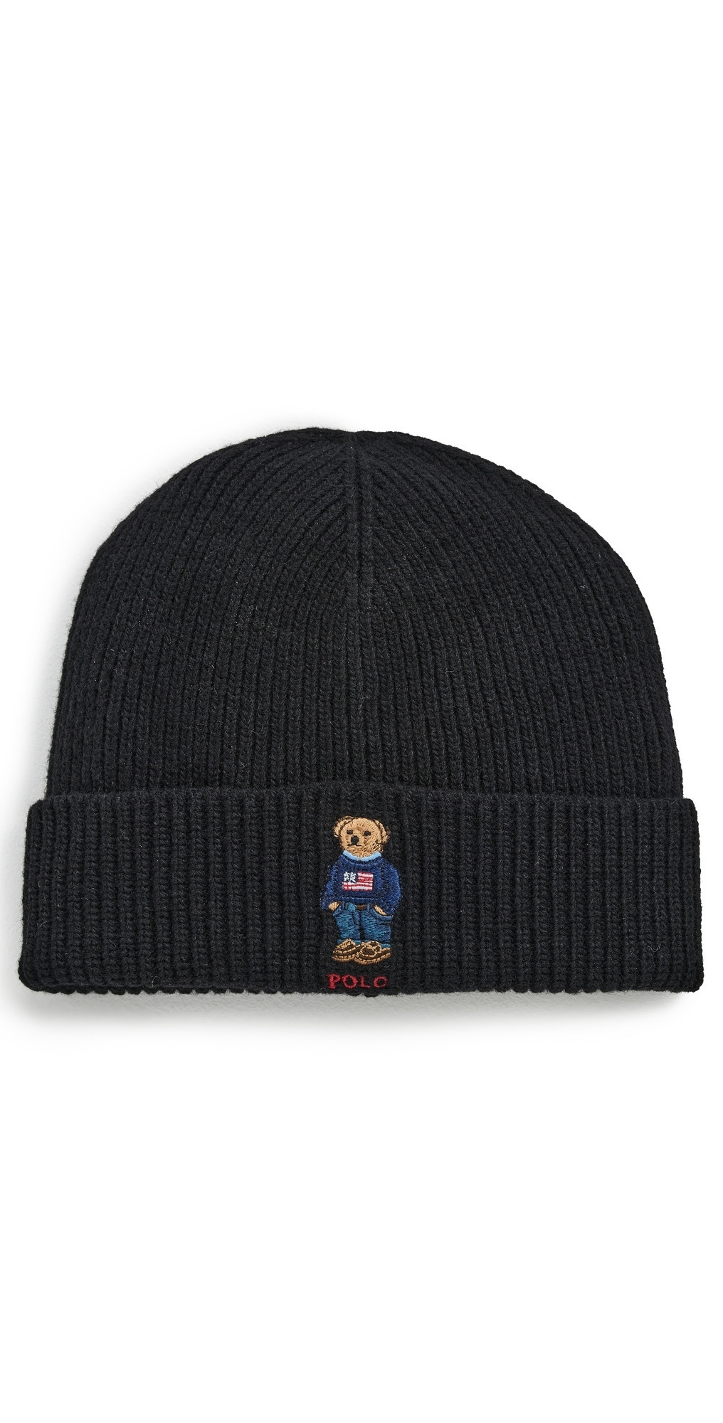 Polo Ralph Lauren Solid Flag Bear Beanie Polo Black One Size | Shopbop