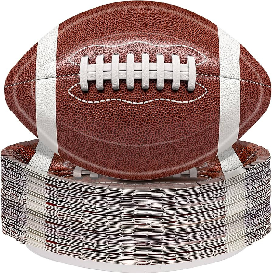 RGQSUN 60 Pcs Football Paper Plates 11.4 inch Football Party Plates, Football Shaped Disposable P... | Amazon (US)