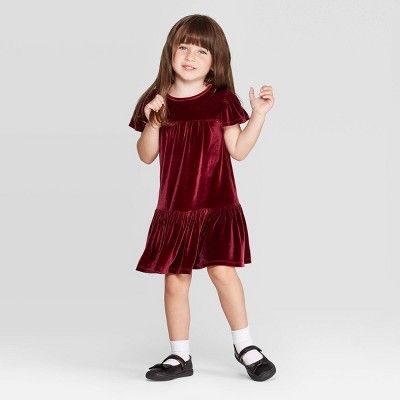 Toddler Girls' Short Sleeve Velour Dress - Cat & Jack™ Maroon | Target