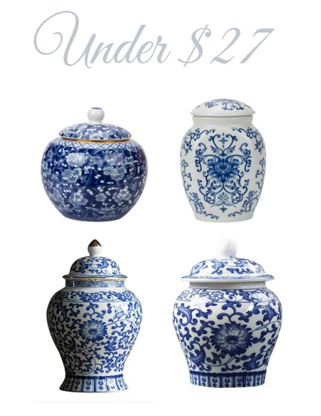 Ginger jars under $27
Blue and white home decor 

#LTKfindsunder50 #LTKhome