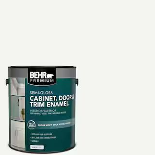 BEHR PREMIUM 1 gal. White Semi-Gloss Enamel Interior/Exterior Cabinet, Door & Trim Paint 712001 -... | The Home Depot