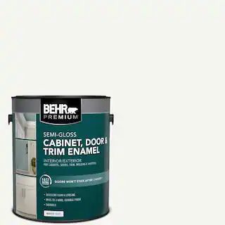 BEHR PREMIUM 1 gal. White Semi-Gloss Enamel Interior/Exterior Cabinet, Door & Trim Paint 712001 -... | The Home Depot