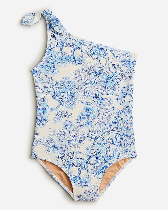 Girls' printed tie-shoulder one-piece swimsuit with UPF 50+ | J.Crew US