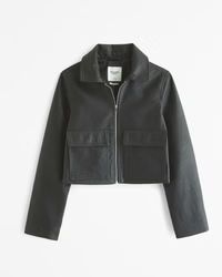 Women's Vegan Leather Utility Jacket | Women's New Arrivals | Abercrombie.com | Abercrombie & Fitch (US)