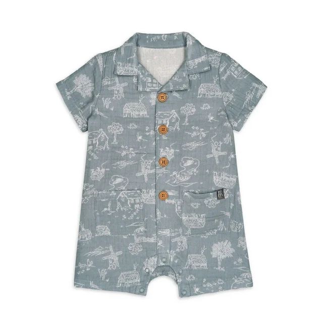 Modern Moments by Gerber Baby Boy Short Sleeve Collared Romper, Sizes 0/3 Months - 24 Months | Walmart (US)