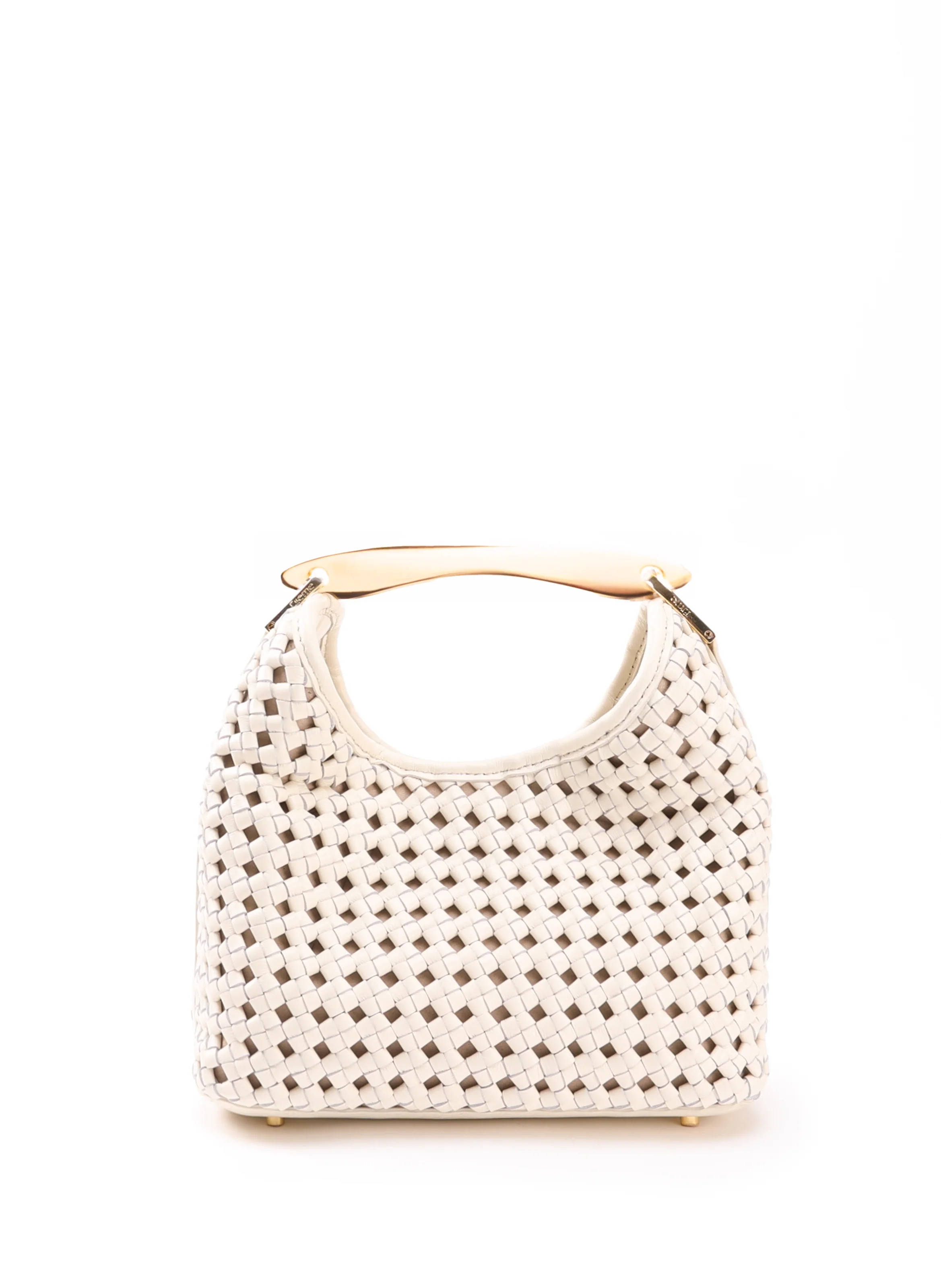 Small Boomerang Woven Leather Ivory | Elleme