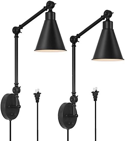 HAITRAL Swing Arm Wall Sconces 2 Pack- Modern Wall Lamps, Dimmable Lamp with Mounted Light Fixtur... | Amazon (US)