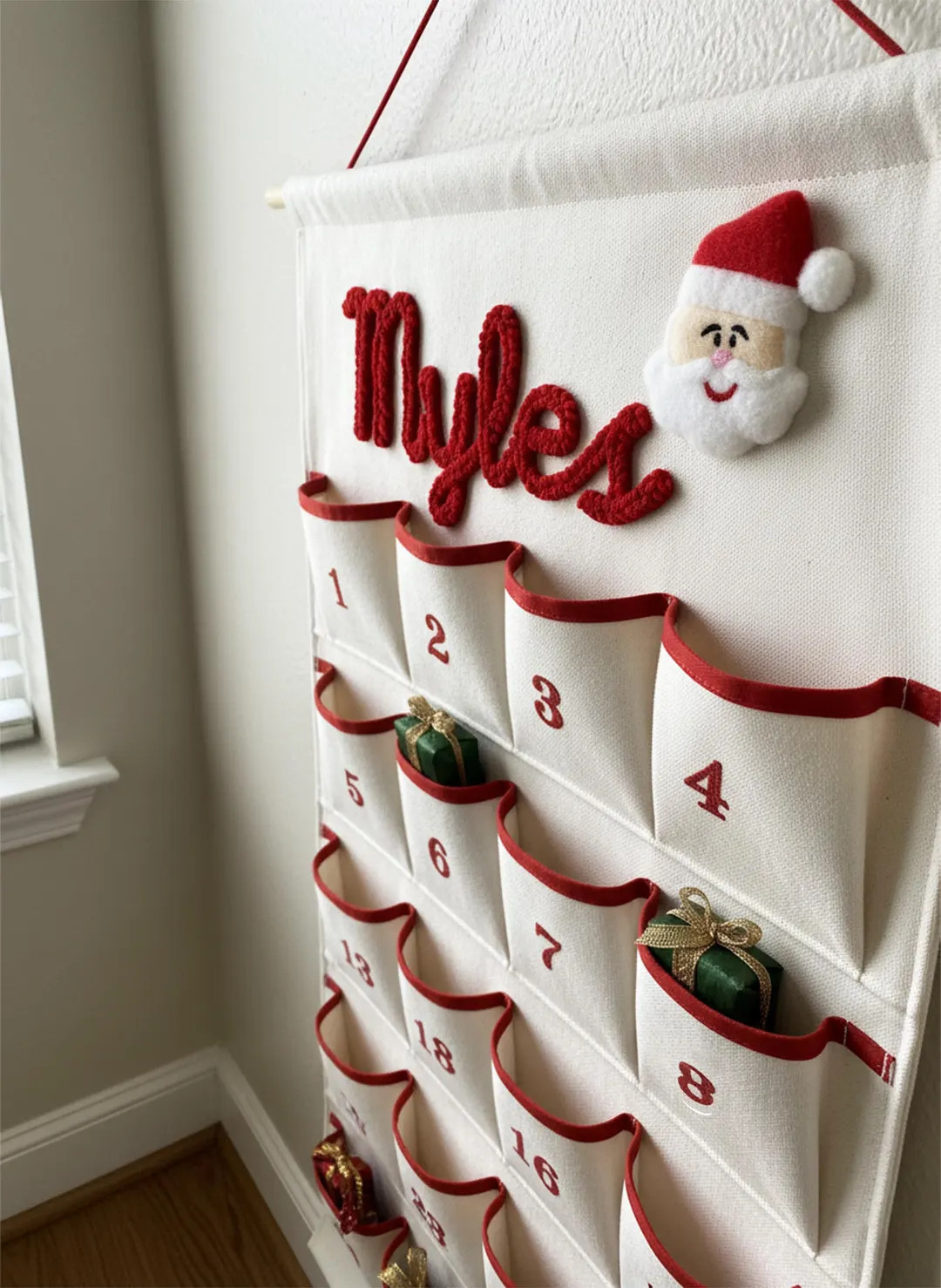 Personalized Christmas Advent Calendar, Handmade Yarn Name Nursery Wall Hanging - Etsy | Etsy (US)