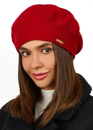 Braxton Red Beret - Warm Lined Wool Angora Knit Berets - French Paris Hat for Women | Amazon (US)