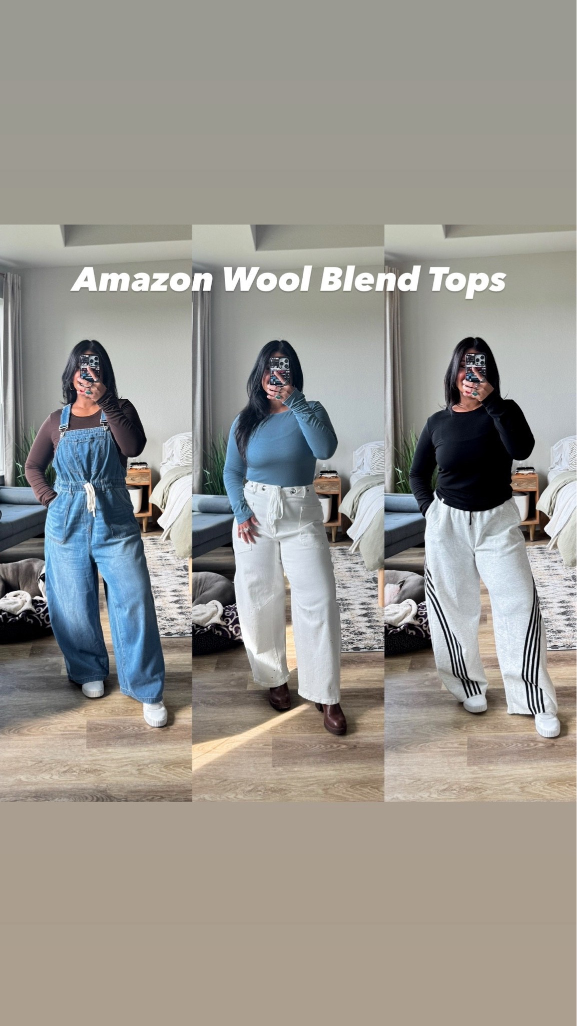 I'm 5'1" size 12, large. // Wearing a L in these wool tops. Perfect on their own but also great for layering! Overalls, size 12 but they do run big so you could size down. White jeans, size 12. Sweatpants size L.

#LTKPetite #LTKMidsize #LTKOver40