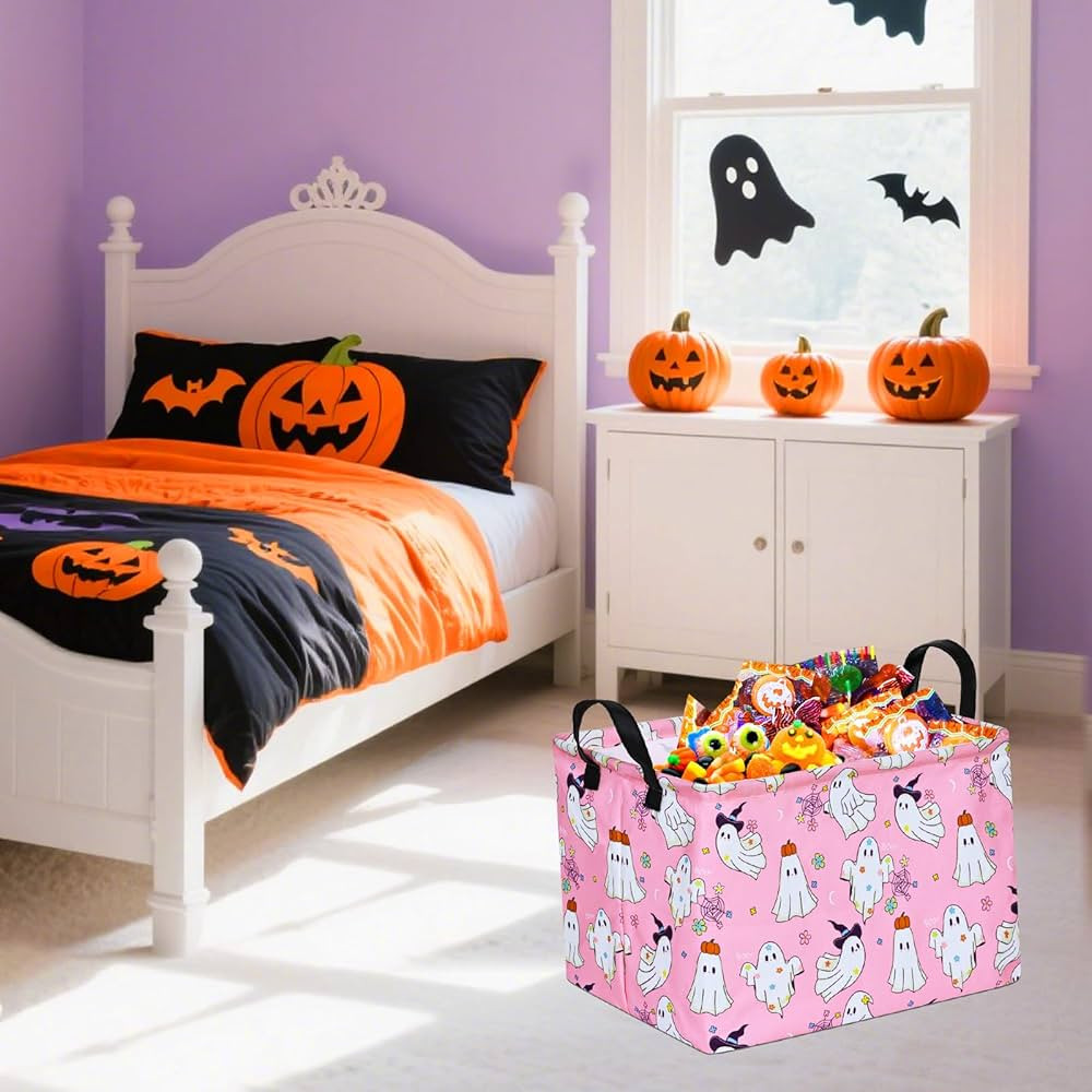 Ghost Happy Halloween Kids Gift Shelf Storage Basket Organizer Box Clothes Laundry Hamper Toys Nu... | Amazon (US)