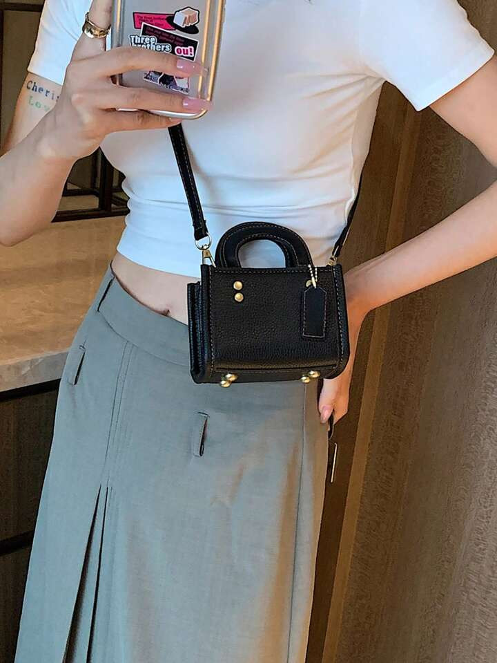 Women's Mini Color Block Pu Leather Tote Bag | SHEIN