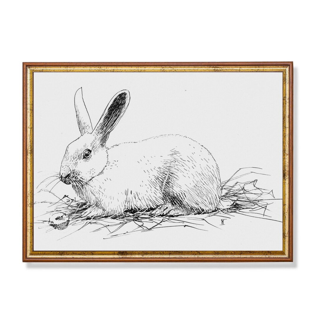 Vintage Rabbit Print | Antique Sketch Drawing | Neutral Bunny Art | Digital Download | Printable ... | Etsy (US)