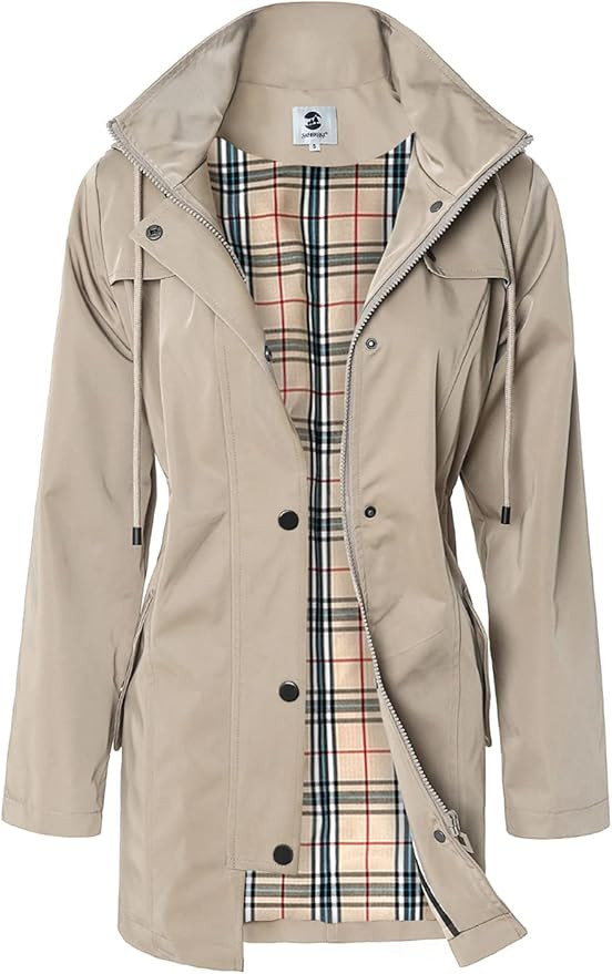 SaphiRose Women's Long Hooded Rain Jacket Outdoor Raincoat Windbreaker | Amazon (US)