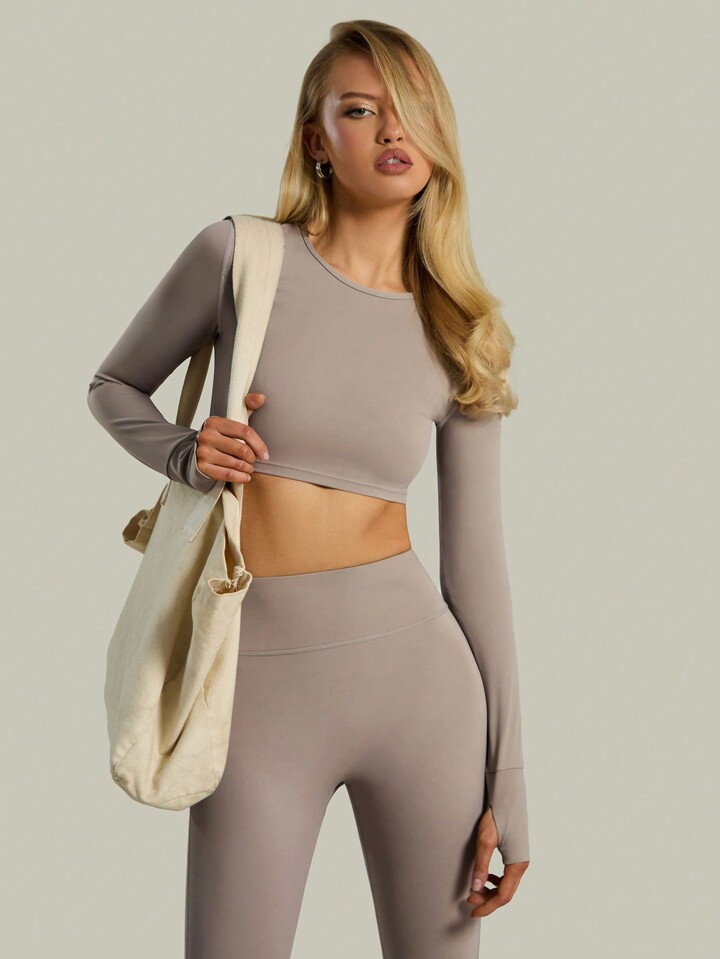 MUSERA Active Long Sleeve Thumb Detail Top | SHEIN