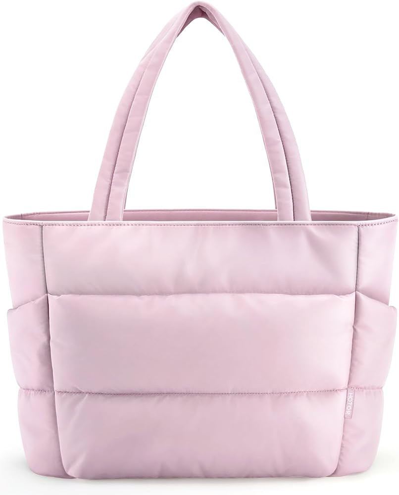 HOTOR Puffer Tote Bag for Women, Nurses - Multi-Pocket Lightweight Bag for Work - Quilted Handbag... | Amazon (US)
