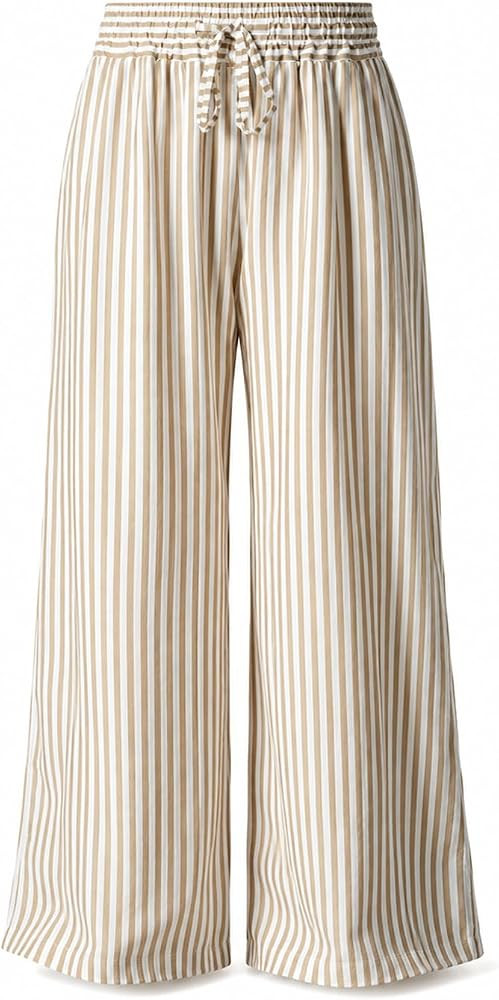 Acelitt Women Drawstring Elastic Waist Wide Leg Pants with Pockets, S-XXL | Amazon (US)