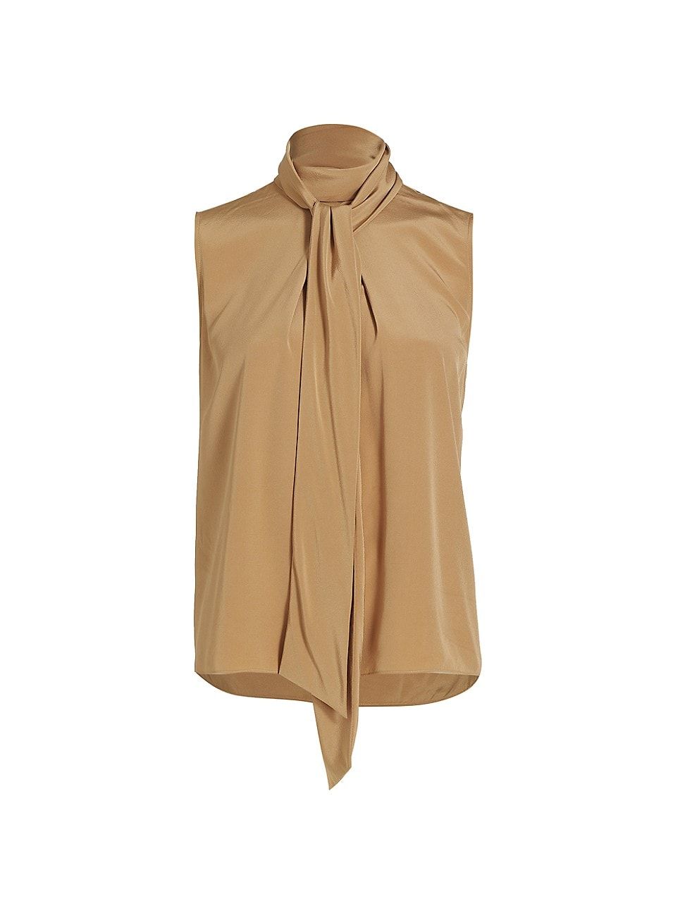 Women's Silk Sleeveless Tie-Neck Blouse - Sand - Size Small | Saks Fifth Avenue