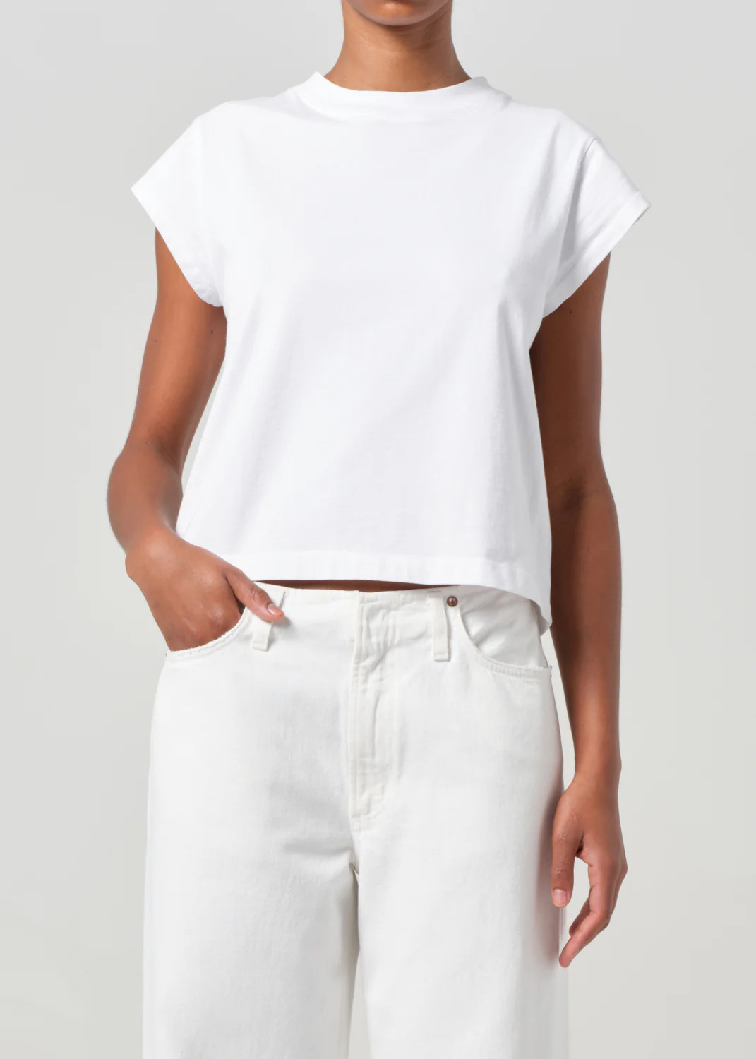 Bryce Cap Sleeve Tee in White | AGOLDE