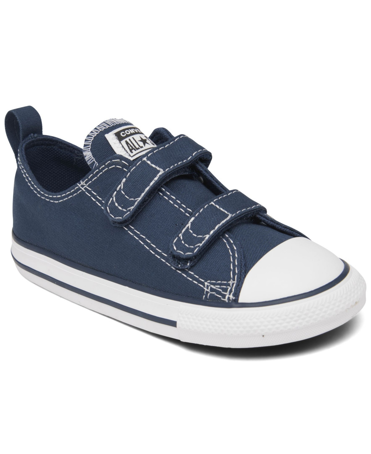 Converse Toddler Kids Chuck Taylor All Star Ox 2V Adjustable Strap Closure Casual Sneakers from Finish Line - Athletic Navy, White | Macy's