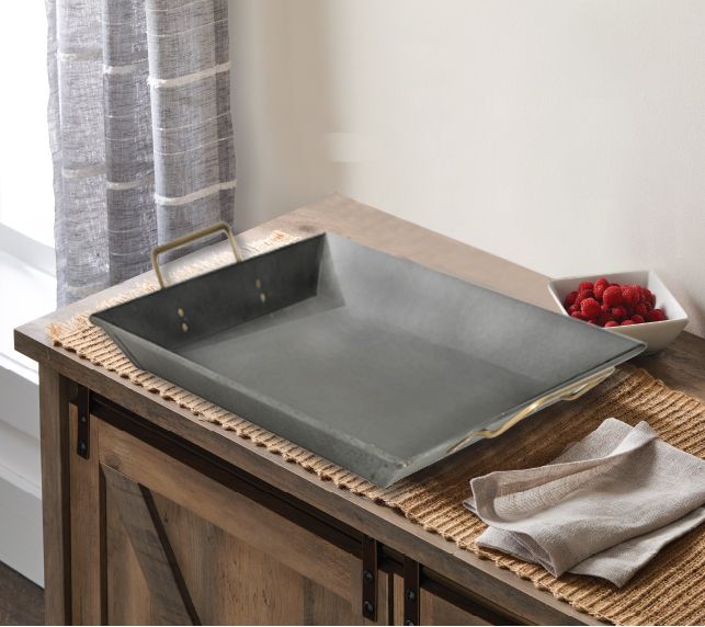 Mainstays Black Galvanized Tray with Gold Handles | Walmart (US)