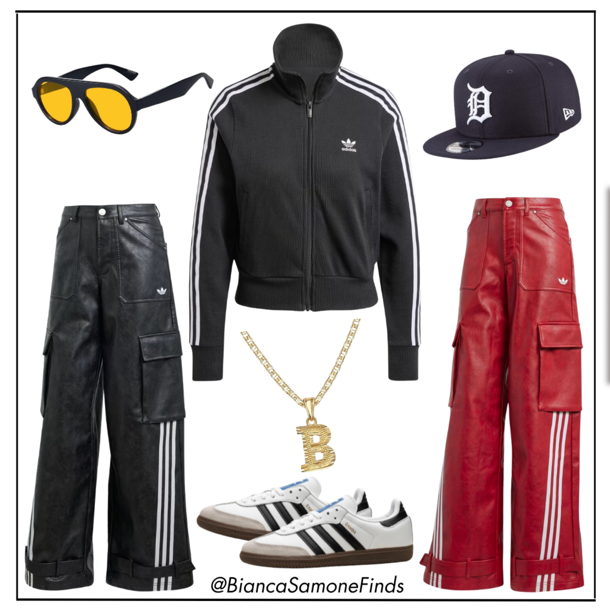 These adidas set are the main event. 😊 The faux leather pants is superb! 💯🔥🙌🏽   Y’all definitely love it 🥰

I’m 5’7  190 lbs 
Jacket - Small
Pants - 34