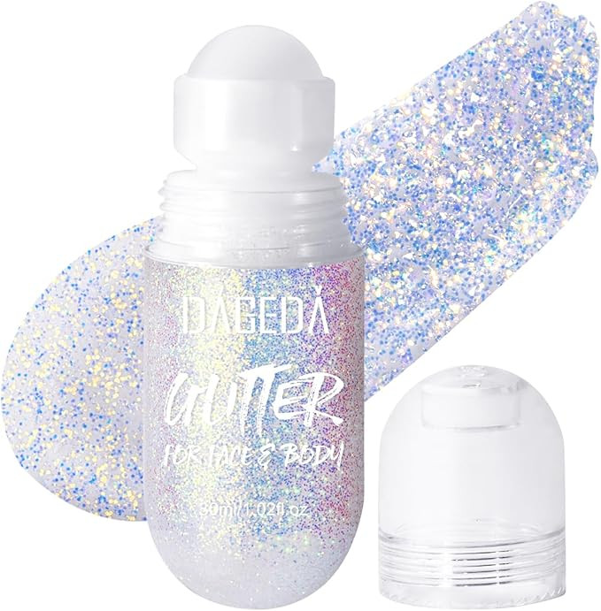 DAGEDA Body Glitter Gel, Roll-on Face Glitter for Mermaid Makeup Festival Rave Accessories, Holog... | Amazon (US)