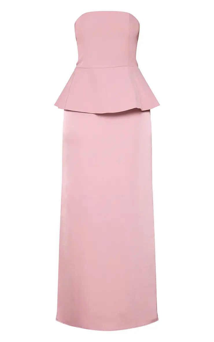 Dusty Pink Tailored Peplum Hem Maxi Dress | PrettyLittleThing UK