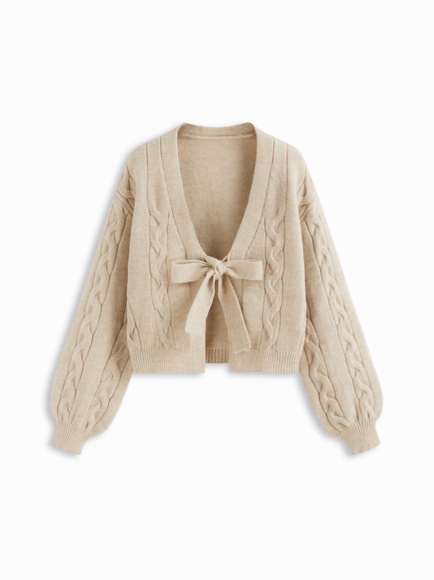 Cable Knit V-neck Knotted Oversized Cardigan | Cider