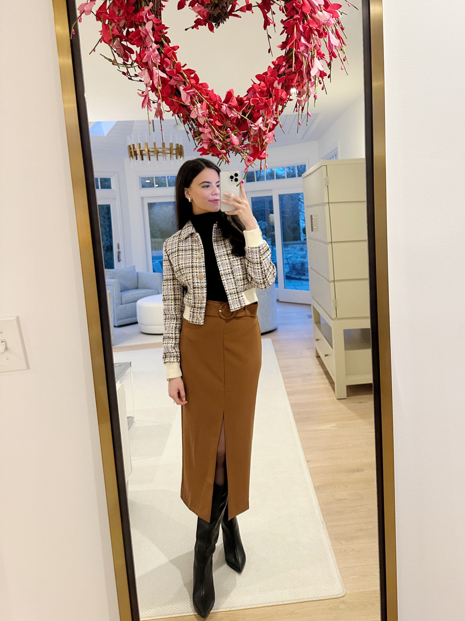 Looks for drinks with my girlfriend! Skirt and jacket are both Nordstrom!