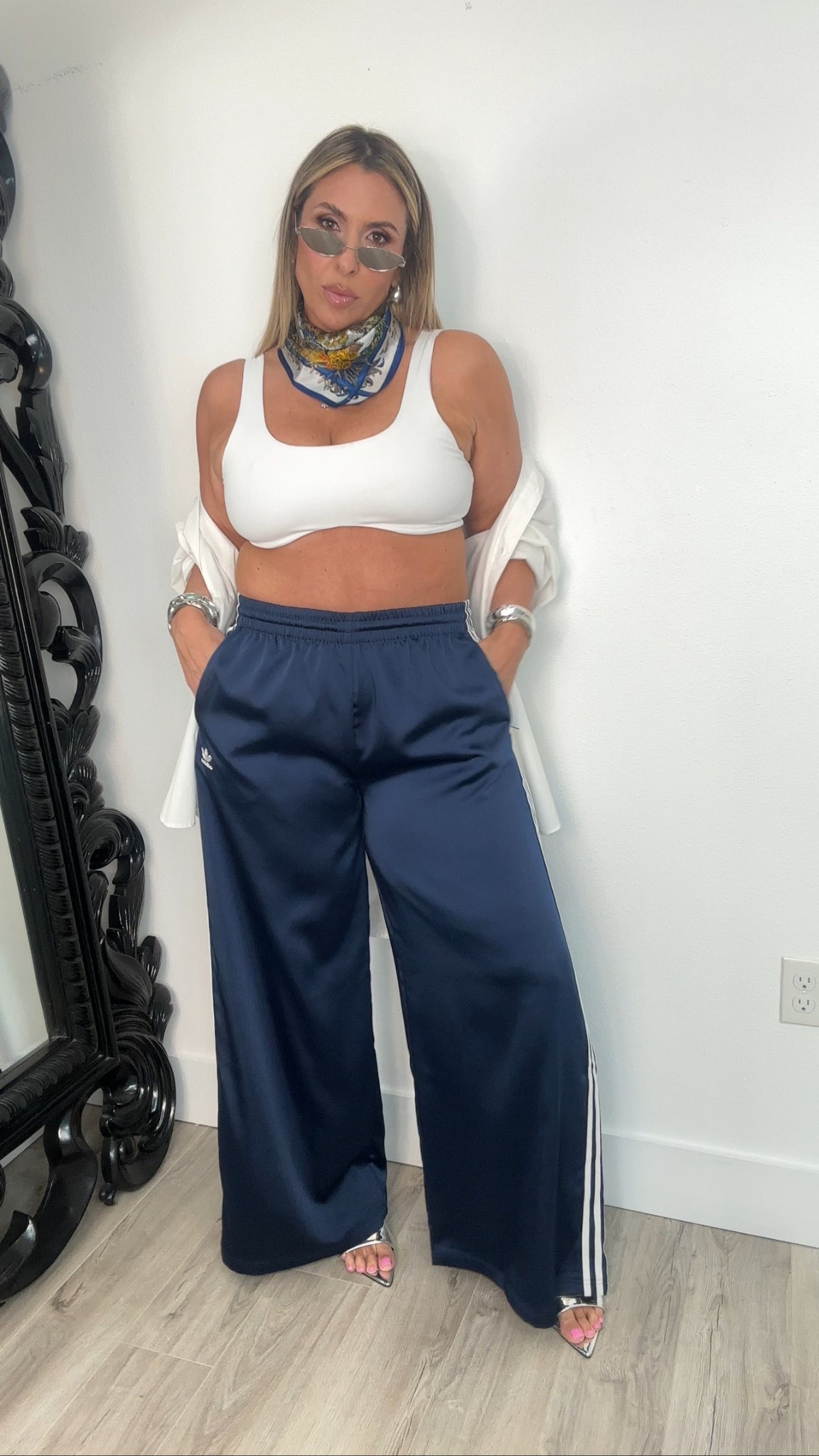 Midsize Concert Outfit Idea 

adidas track pants size 14

White bralette XXL (size up)
also linked a fav longer white tank top 

Abercrombie white button down XXL also linked another option for more size options

silver sandals, old, linked other options or pair with a silver or white sneaker options are linked

amazon scarf  and accessories 

#concertoutfit #szaconcert #grandnationaltour #kendricklamar
#breezybowl #LTKFestival  

#LTKMidsize #LTKStyleTip #LTKStyleTip #LTKOver40

#LTKStyleTip #LTKOver40