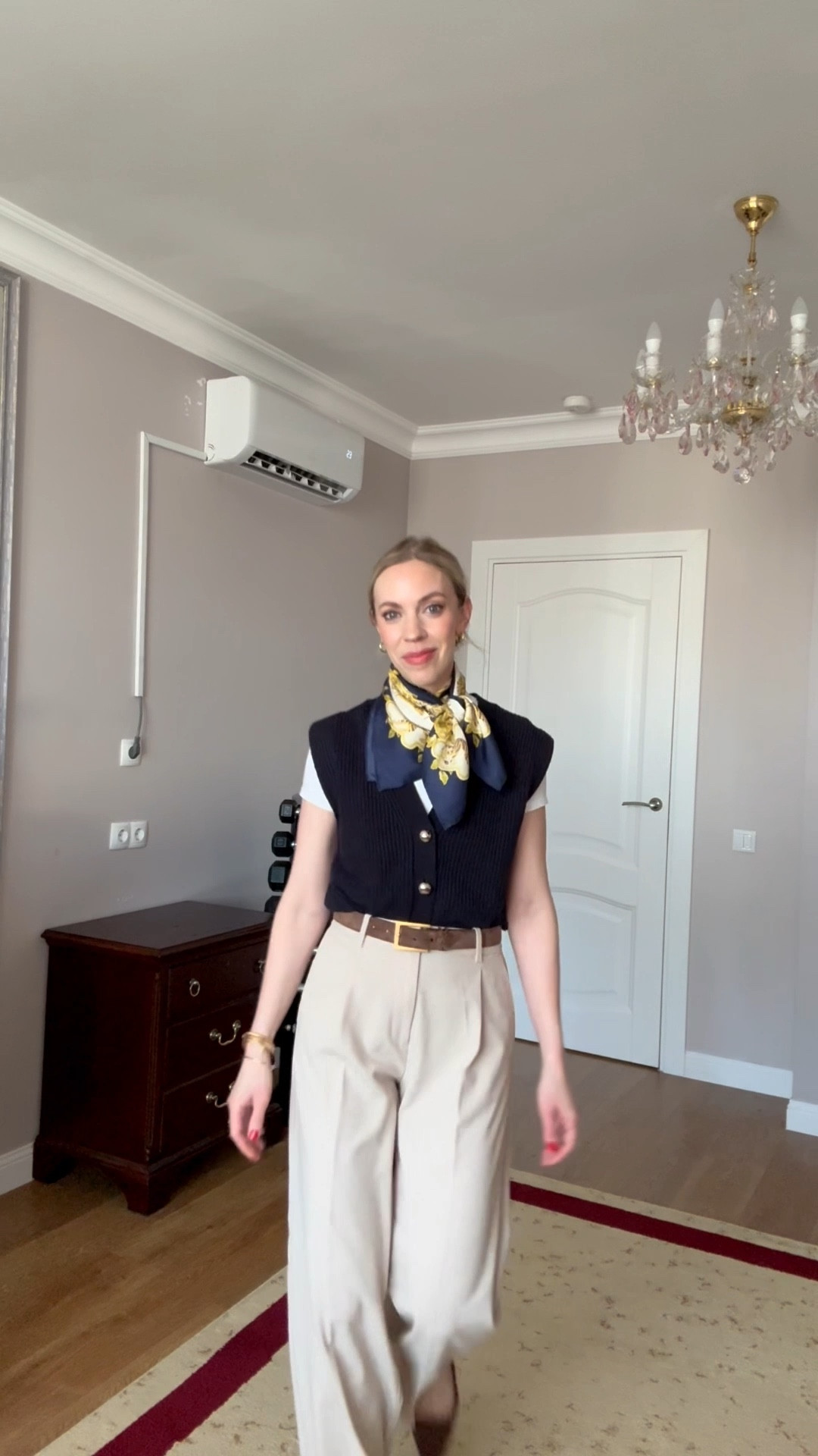 Business casual, spring workwear, office look, silk scarf outfit, brown suede YSL belt, suede kitten heel pumps, office style 

#LTKootd #LTKWorkwear #LTKOver40