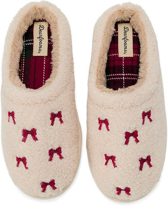Dearfoams womens Holiday Christmas Gift Fuzzy Cozy Sherpa Novelty House Shoe Slipper | Amazon (US)