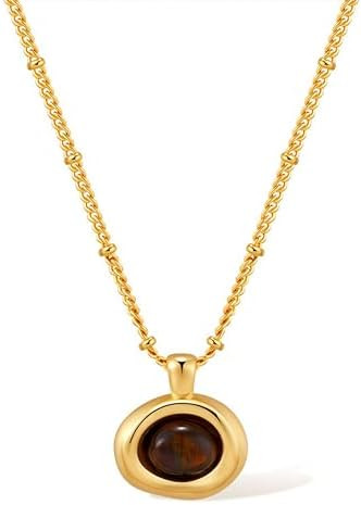 Jean Beau Gold Stone Pendant Necklaces for Women, Chunky Gemstone Dangle Necklace Wedding Prom Fa... | Amazon (US)